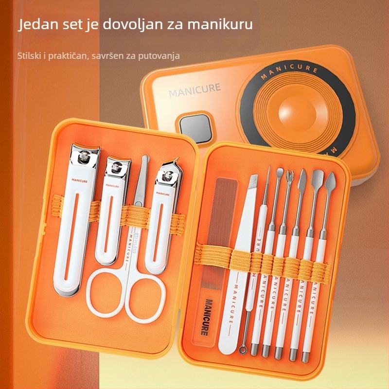 Novi set alata za nokte s kućištem za kameru, protiv prskanja, škare za nokte i alati za manikuru i pedikuru