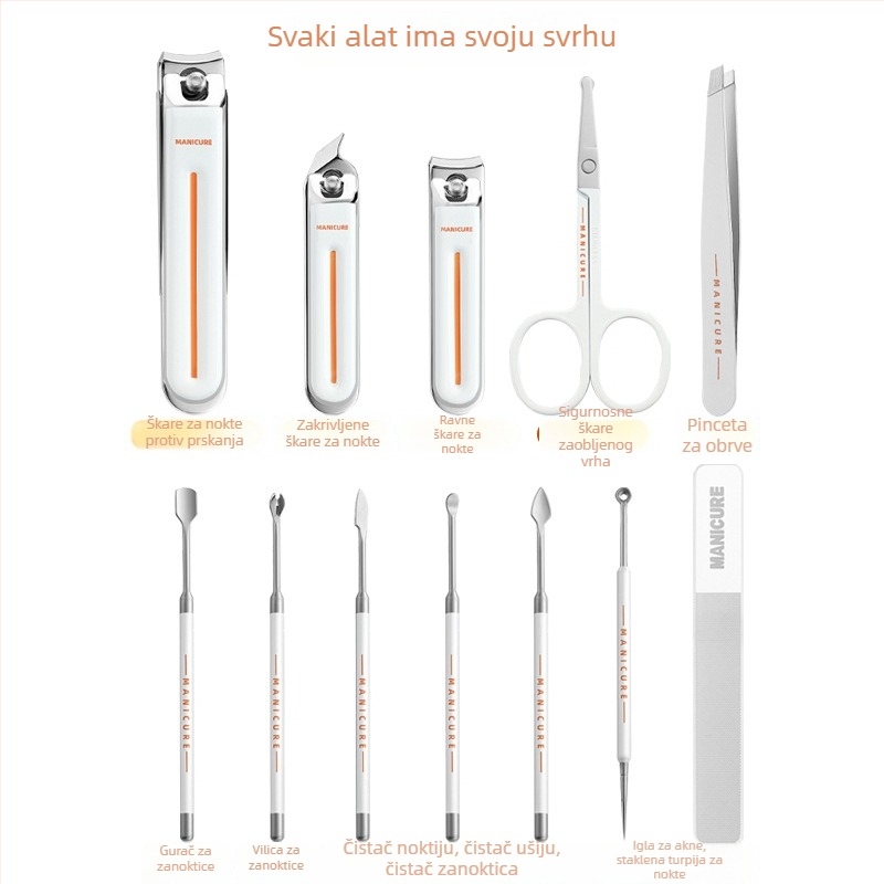 Novi set alata za nokte s kućištem za kameru, protiv prskanja, škare za nokte i alati za manikuru i pedikuru