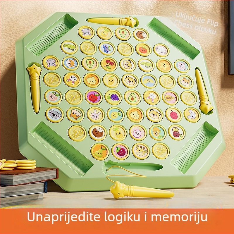 Edukativna stolna igra za djecu, četiri igrača,flip‑and‑match slagalica sa temom životinja, plastična konstrukcija