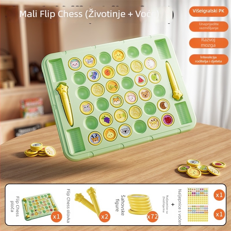 Edukativna stolna igra za djecu, četiri igrača,flip‑and‑match slagalica sa temom životinja, plastična konstrukcija