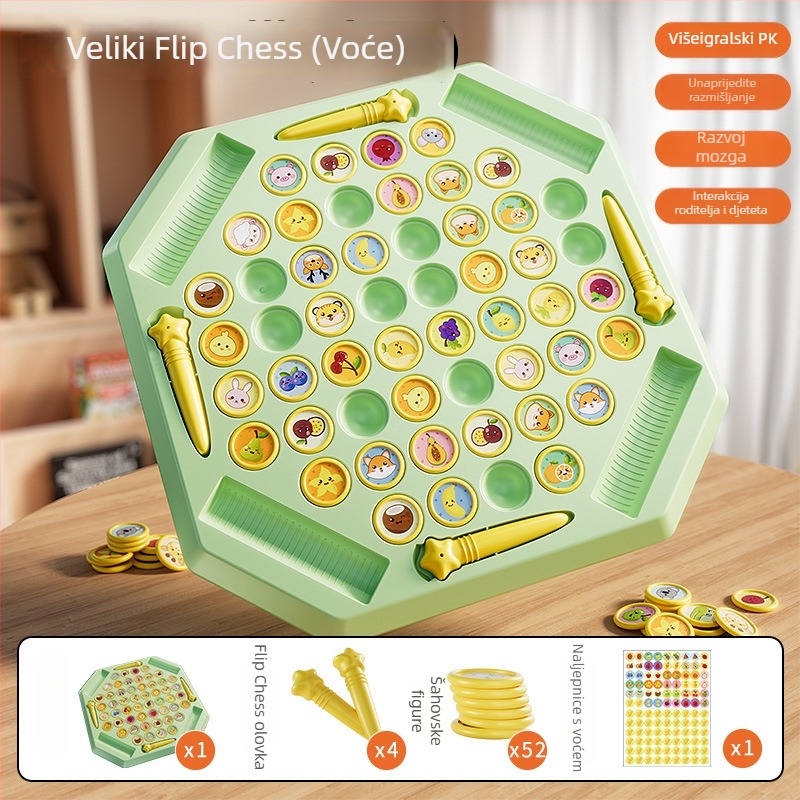 Edukativna stolna igra za djecu, četiri igrača,flip‑and‑match slagalica sa temom životinja, plastična konstrukcija