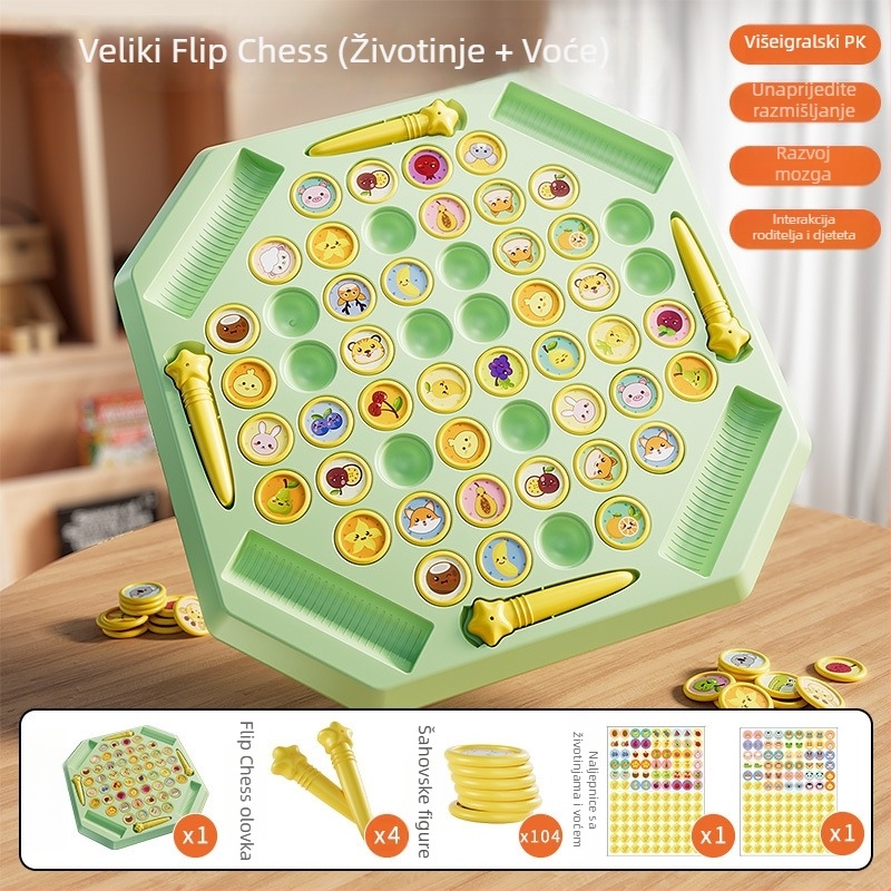 Edukativna stolna igra za djecu, četiri igrača,flip‑and‑match slagalica sa temom životinja, plastična konstrukcija