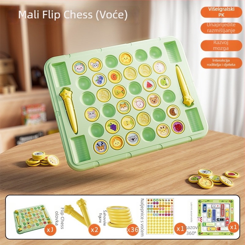 Edukativna stolna igra za djecu, četiri igrača,flip‑and‑match slagalica sa temom životinja, plastična konstrukcija