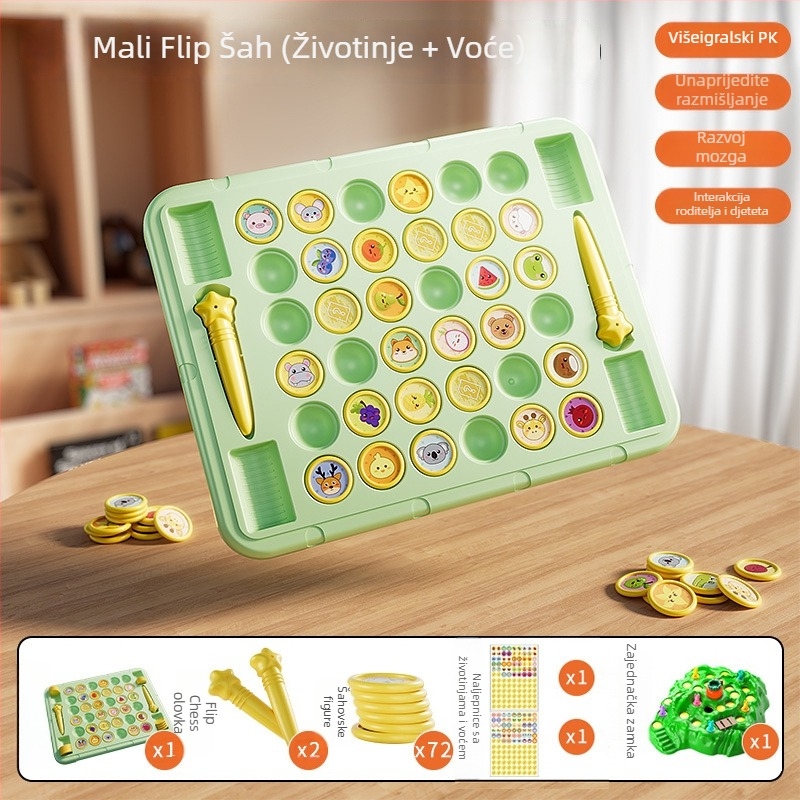 Edukativna stolna igra za djecu, četiri igrača,flip‑and‑match slagalica sa temom životinja, plastična konstrukcija