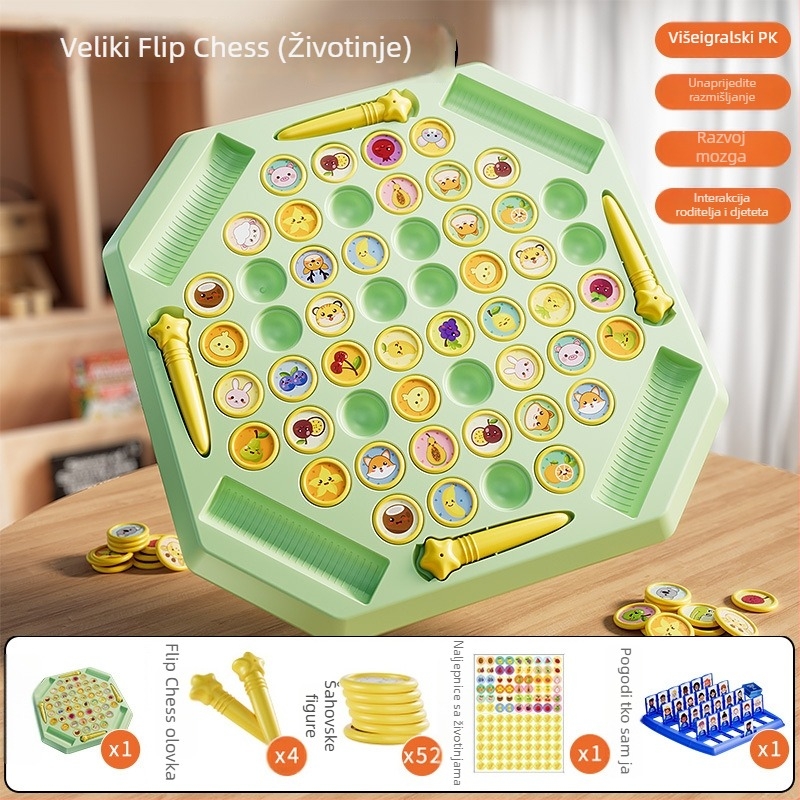 Edukativna stolna igra za djecu, četiri igrača,flip‑and‑match slagalica sa temom životinja, plastična konstrukcija