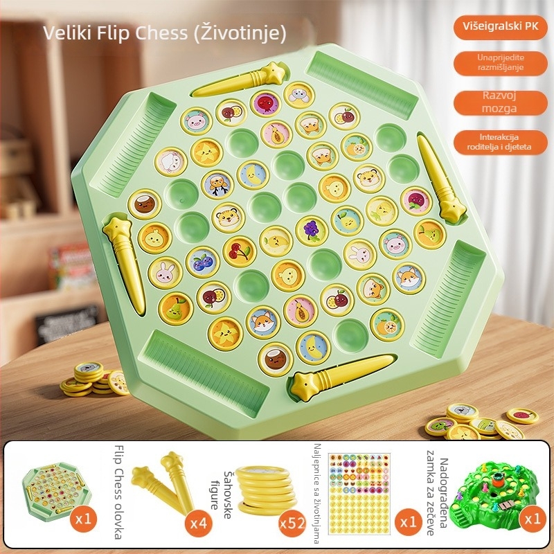 Edukativna stolna igra za djecu, četiri igrača,flip‑and‑match slagalica sa temom životinja, plastična konstrukcija