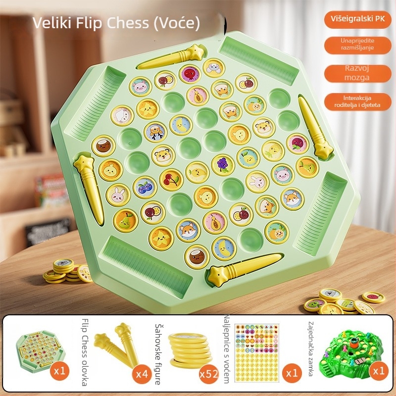 Edukativna stolna igra za djecu, četiri igrača,flip‑and‑match slagalica sa temom životinja, plastična konstrukcija