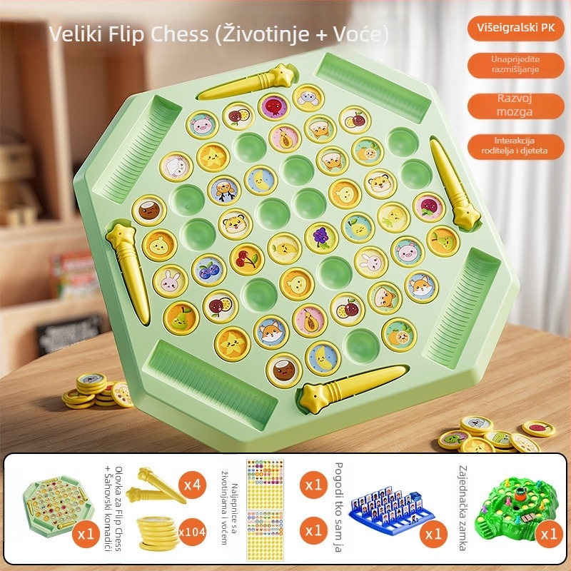 Edukativna stolna igra za djecu, četiri igrača,flip‑and‑match slagalica sa temom životinja, plastična konstrukcija