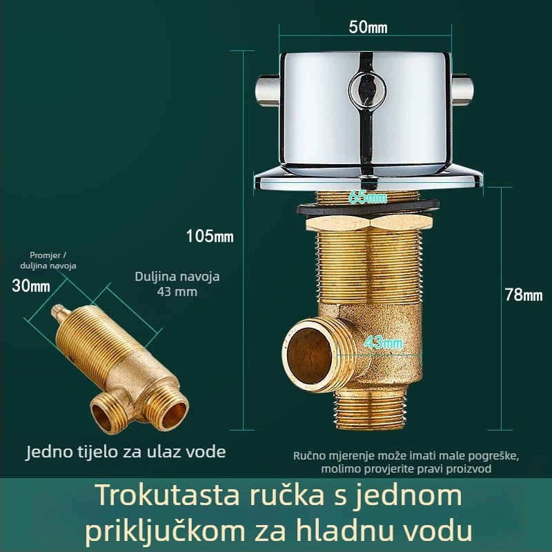 Mosazni trodijelni set slavine za kadu s odvijačem vode, konverzijskim ventilom i prekidačem tople i hladne vode (lagani luksuz)