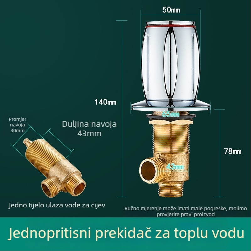 Mosazni trodijelni set slavine za kadu s odvijačem vode, konverzijskim ventilom i prekidačem tople i hladne vode (lagani luksuz)