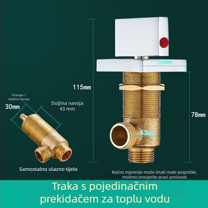 Mosazni trodijelni set slavine za kadu s odvijačem vode, konverzijskim ventilom i prekidačem tople i hladne vode (lagani luksuz)