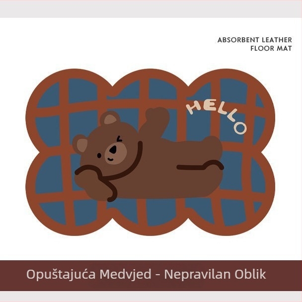 Diatomaceous Earth Mat - crtani uzorak, slatke životinje, kvadratni oblik, pere se, za kupaonu i ulaz