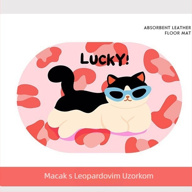 Diatomaceous Earth Mat - crtani uzorak, slatke životinje, kvadratni oblik, pere se, za kupaonu i ulaz