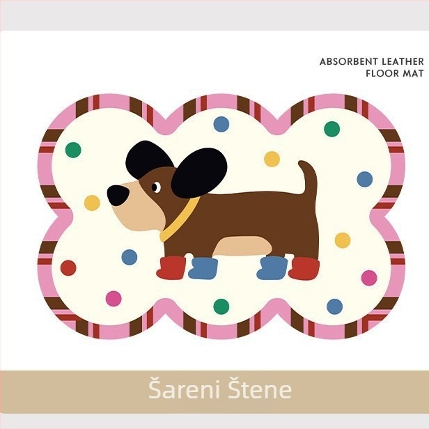 Diatomaceous Earth Mat - crtani uzorak, slatke životinje, kvadratni oblik, pere se, za kupaonu i ulaz