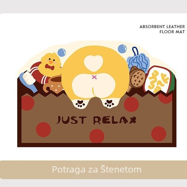 Diatomaceous Earth Mat - crtani uzorak, slatke životinje, kvadratni oblik, pere se, za kupaonu i ulaz