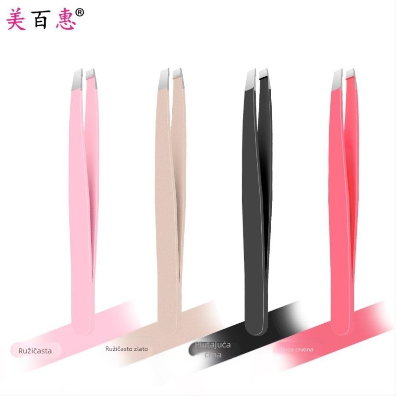 Set za obrve: klips za obrve i pincete, nehrđajući čelik 410, trodijelni set, duljina 9,6 cm