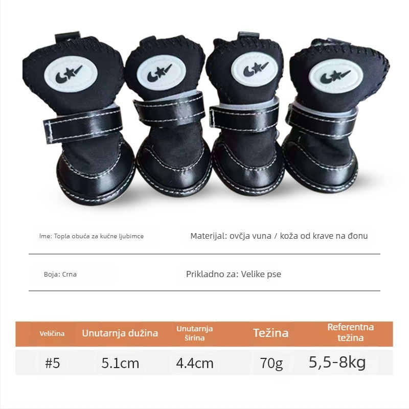 Zimske cipele za pse s ovčjom vunom i potplatom od teleće tetive – tople, protuklizne, Leisure stil, Tinghao