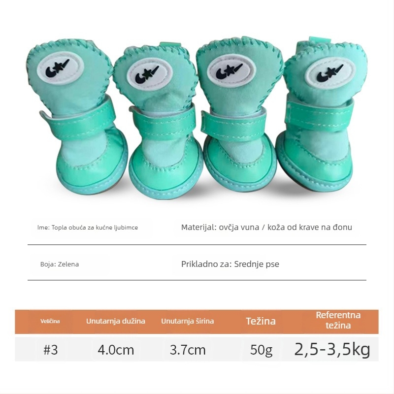 Zimske cipele za pse s ovčjom vunom i potplatom od teleće tetive – tople, protuklizne, Leisure stil, Tinghao