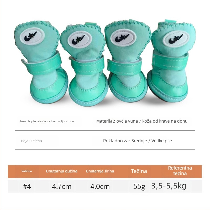 Zimske cipele za pse s ovčjom vunom i potplatom od teleće tetive – tople, protuklizne, Leisure stil, Tinghao