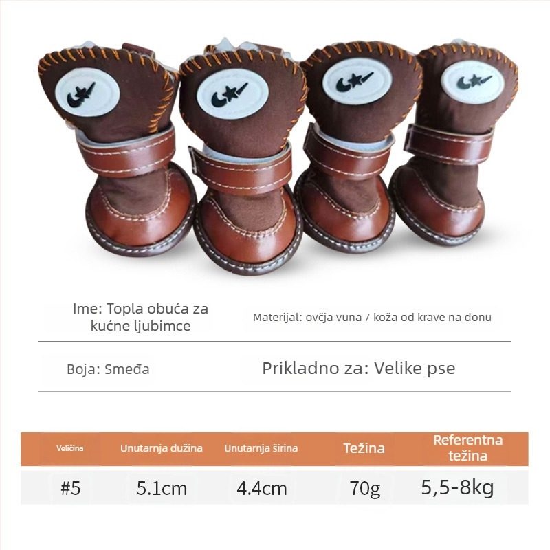 Zimske cipele za pse s ovčjom vunom i potplatom od teleće tetive – tople, protuklizne, Leisure stil, Tinghao