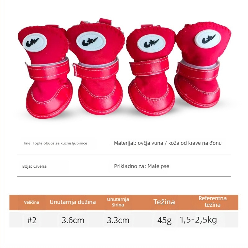 Zimske cipele za pse s ovčjom vunom i potplatom od teleće tetive – tople, protuklizne, Leisure stil, Tinghao