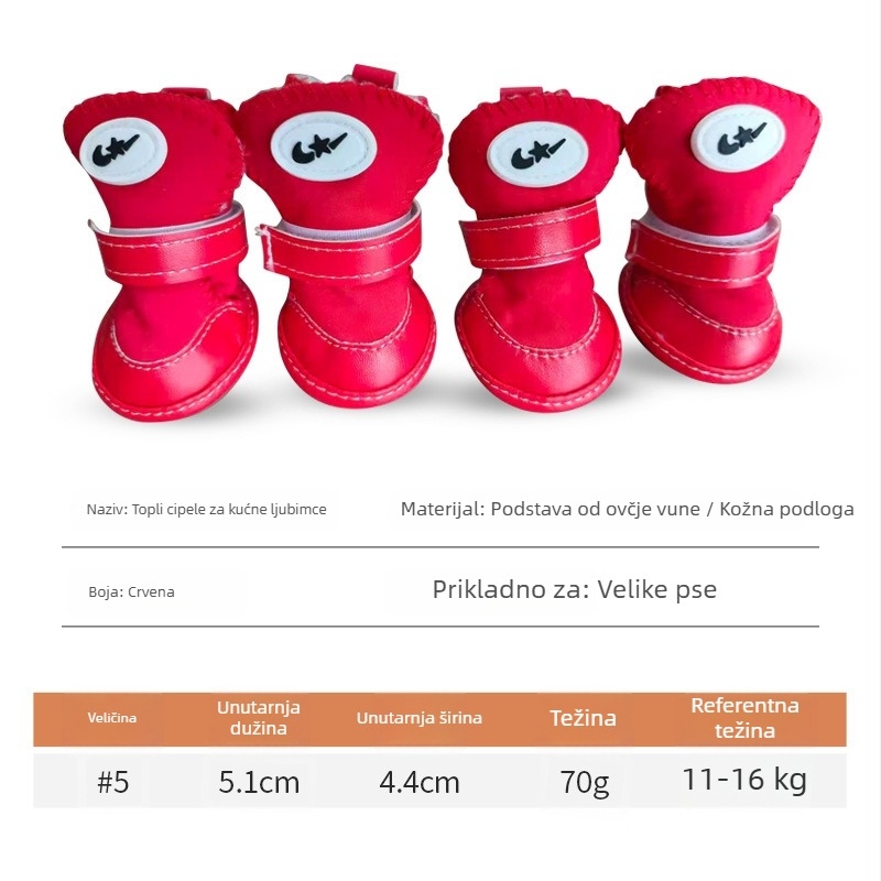 Zimske cipele za pse s ovčjom vunom i potplatom od teleće tetive – tople, protuklizne, Leisure stil, Tinghao