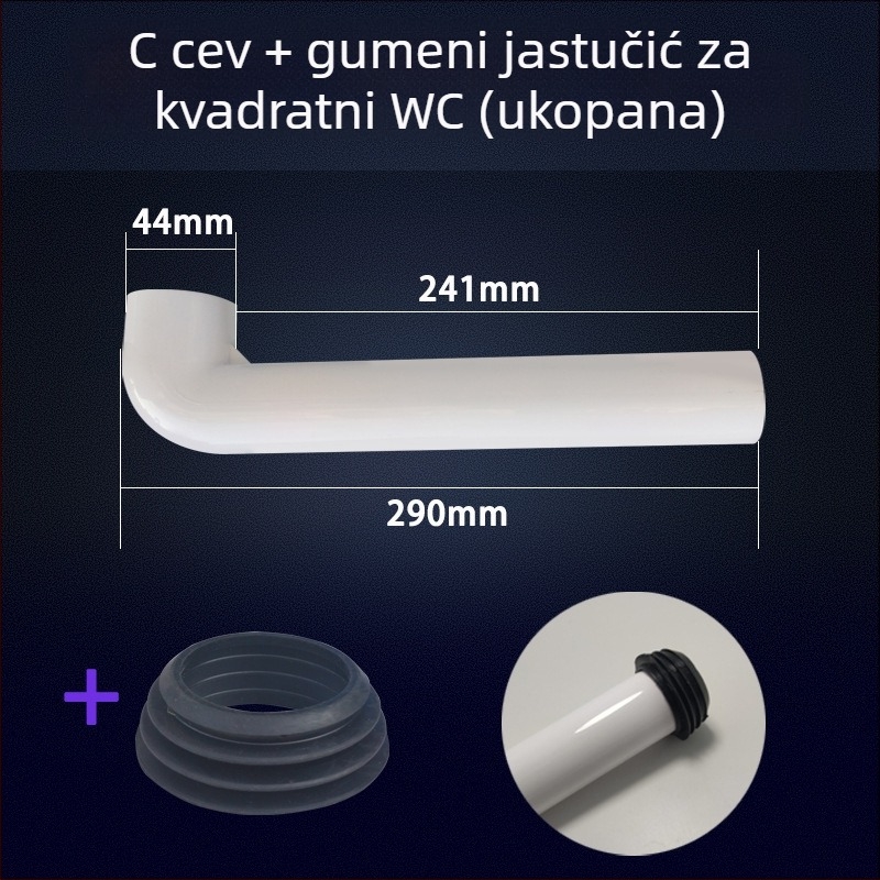 Odtvod vode iz spremnika klozeta tipa klek s brtvnim prstenom