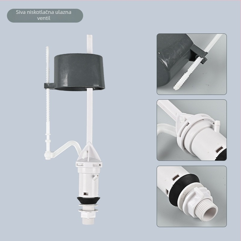 Set ventila za WC s ulaznim ventilom visokog/niskog tlaka i dvostrukim gumbom za odvod, ABS materijal, rad pritiskom, OEM uzorci i crteži