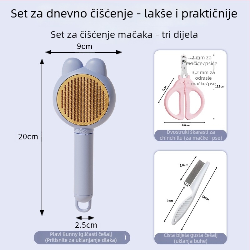 Četka za uklanjanje dlaka mačaka i psa - plastni grooming alat