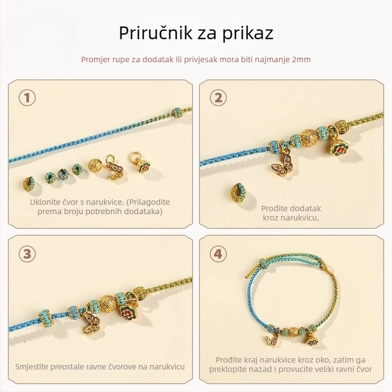 Ručni pleteni narukvica od užeta, etnički stil, unisex (ljeto 2025)