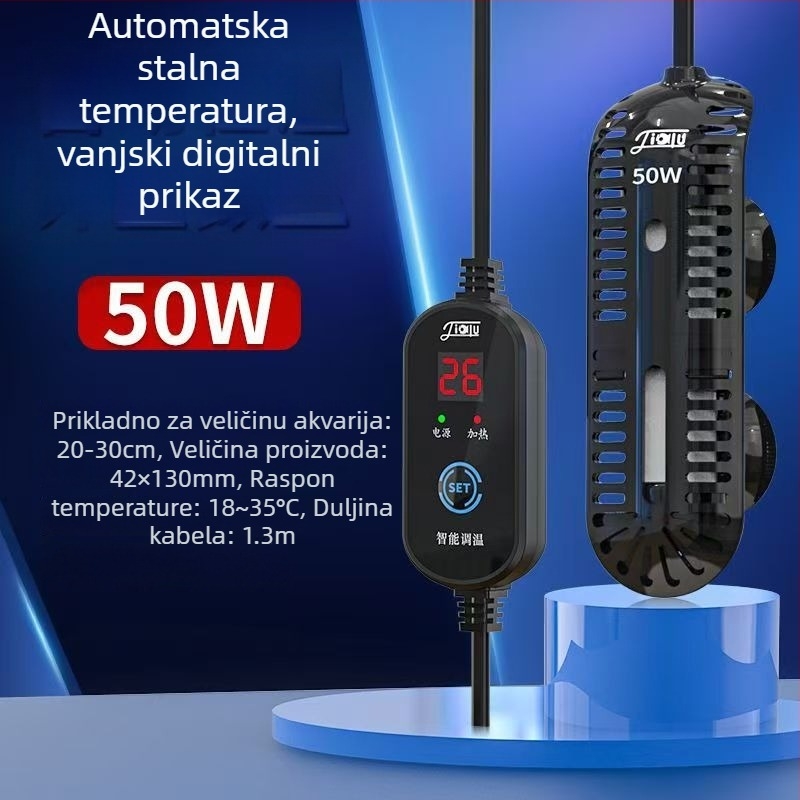 Akvarijska šipka za grijanje s digitalnim zaslonom, kvarcni element grijanja, automatska regulacija temperature, otporno na eksplozije, zaštitni poklopac