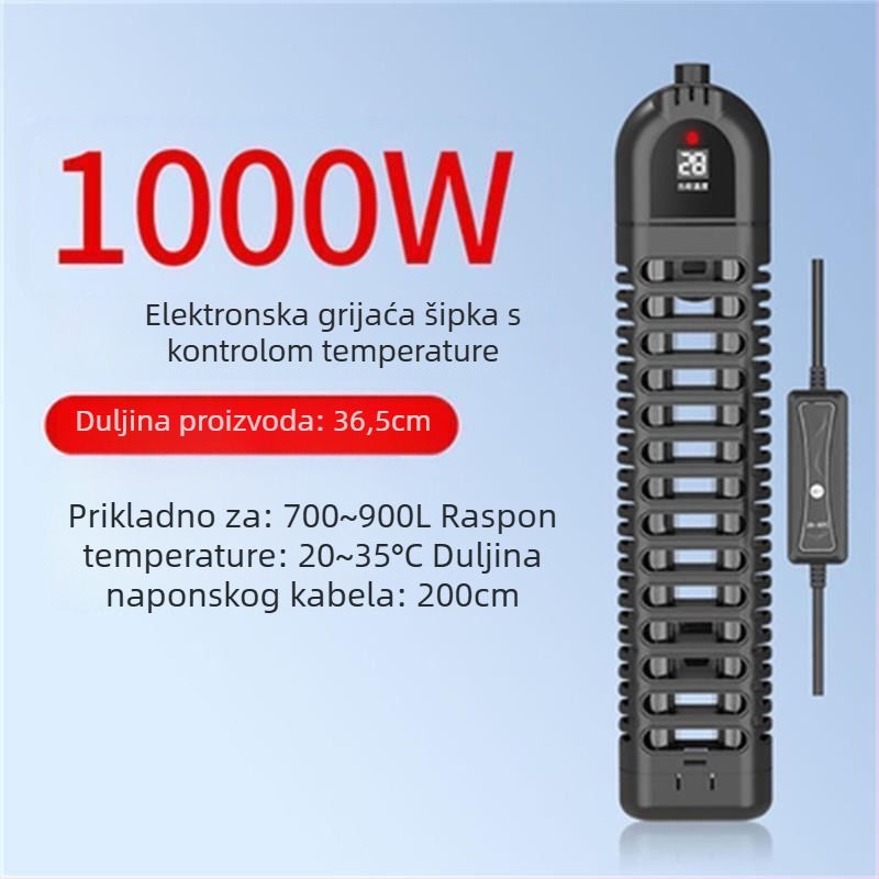 Akvarijska šipka za grijanje s digitalnim zaslonom, kvarcni element grijanja, automatska regulacija temperature, otporno na eksplozije, zaštitni poklopac