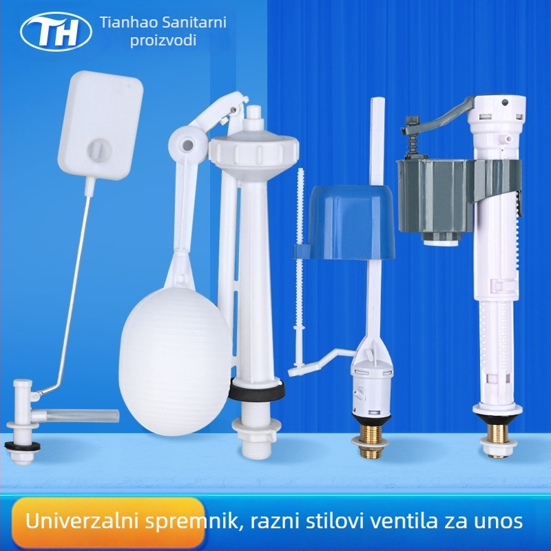 Set ventila za WC spremnik s plovkom, ulaznim i ispušnim ventilom | PP materijal | toranj tip | način rada: pritisk/bočni pritisak