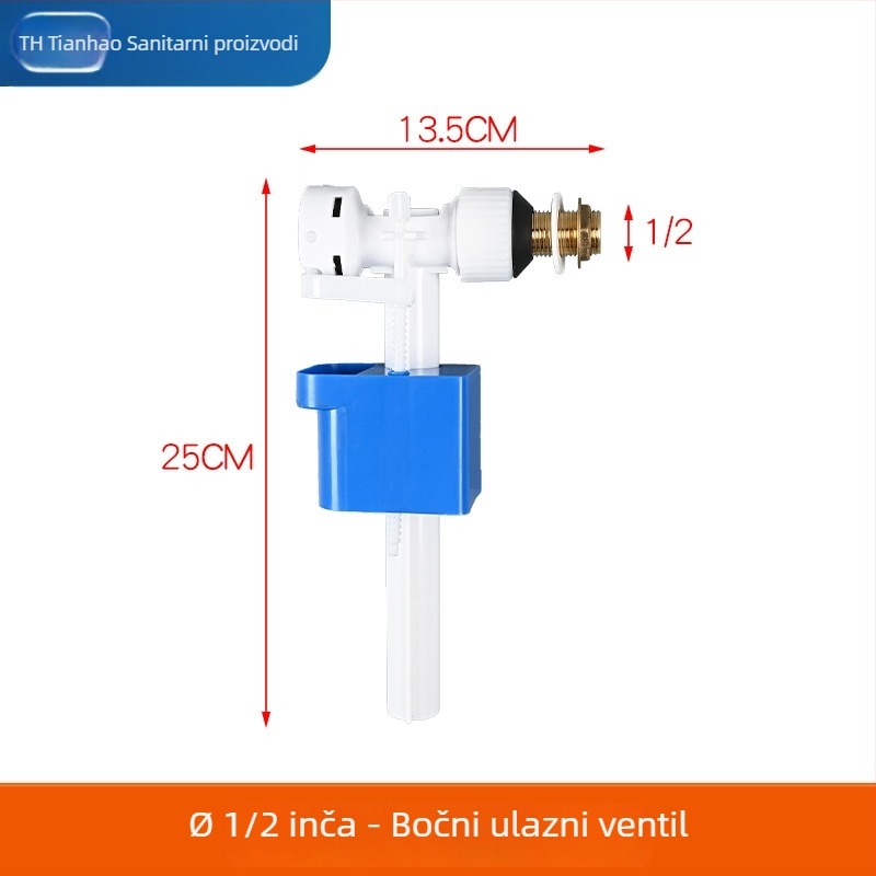 Set ventila za WC spremnik s plovkom, ulaznim i ispušnim ventilom | PP materijal | toranj tip | način rada: pritisk/bočni pritisak