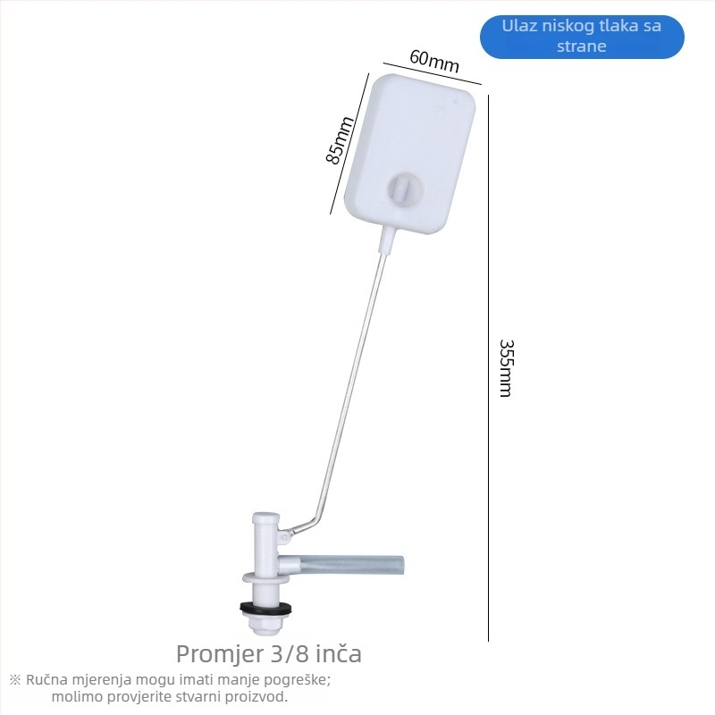 Set ventila za WC spremnik s plovkom, ulaznim i ispušnim ventilom | PP materijal | toranj tip | način rada: pritisk/bočni pritisak