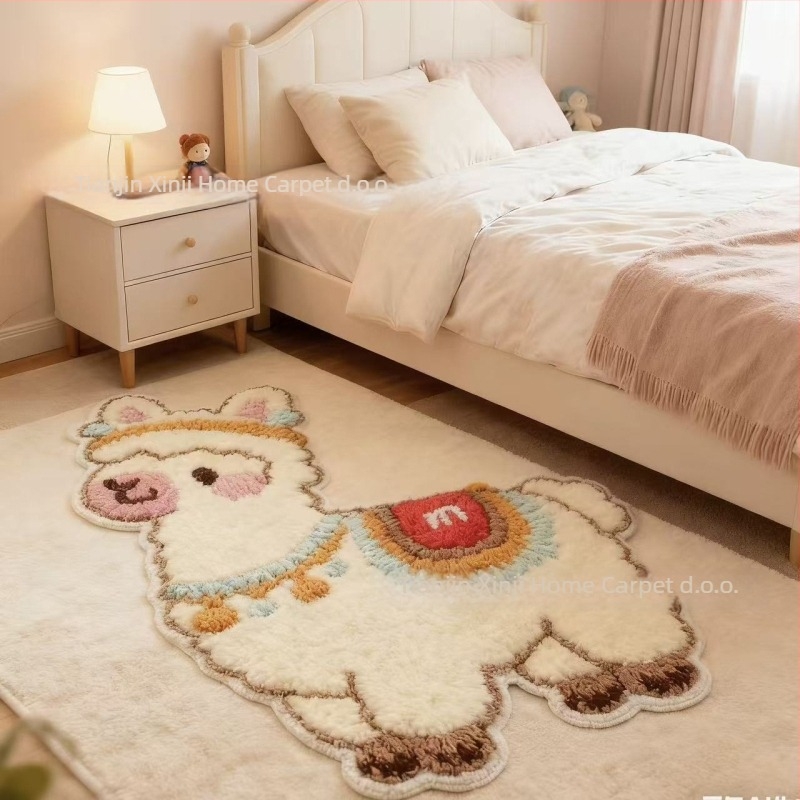Dječji prostir od umjetnog kašmira s crtanim životinjama, nepravilnog oblika, periva, pogodna za dječju sobu, spavaću i dnevnu sobu