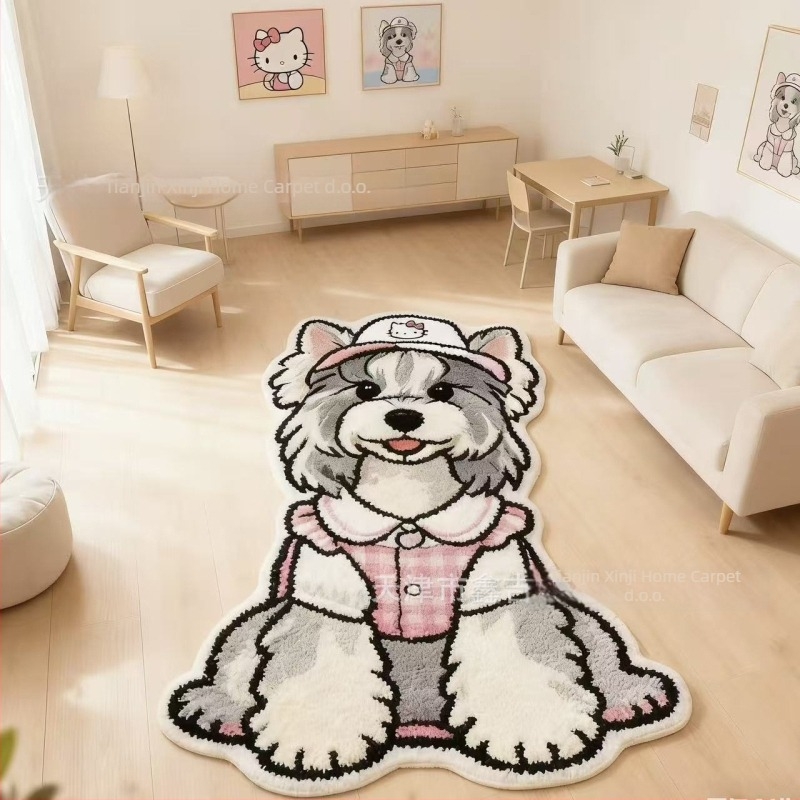 Dječji prostir od umjetnog kašmira s crtanim životinjama, nepravilnog oblika, periva, pogodna za dječju sobu, spavaću i dnevnu sobu