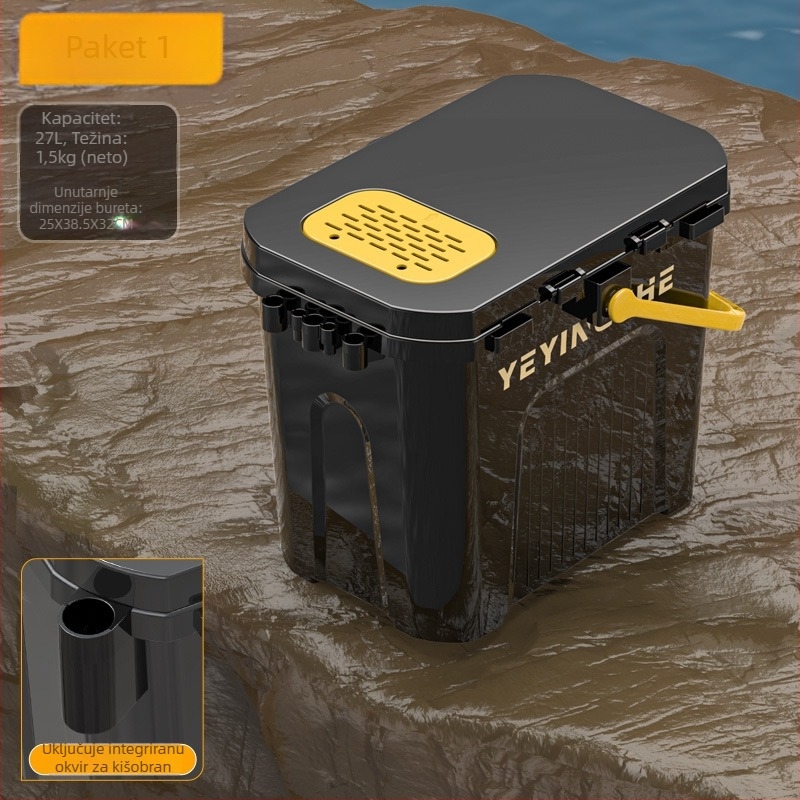 Prijenosna košara za ribolov s sjedalom jednovrstvenom kutijom, plastika, kapacitet ispod 9, višenamjenski komplet za ribolov