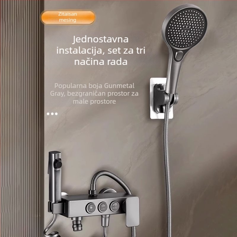 Gornja tuš glava s skrivenim miješanjem, od nehrđajućeg čelika 304, moderan stil, trodijelni set, injekcijsko lijevanje