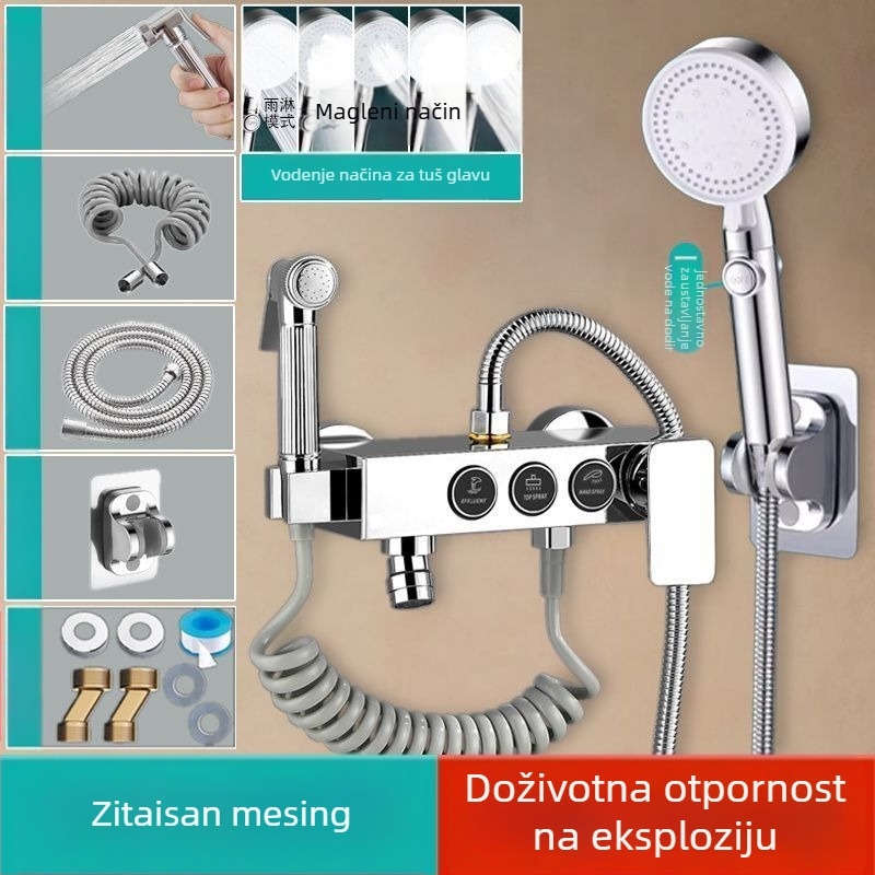 Gornja tuš glava s skrivenim miješanjem, od nehrđajućeg čelika 304, moderan stil, trodijelni set, injekcijsko lijevanje