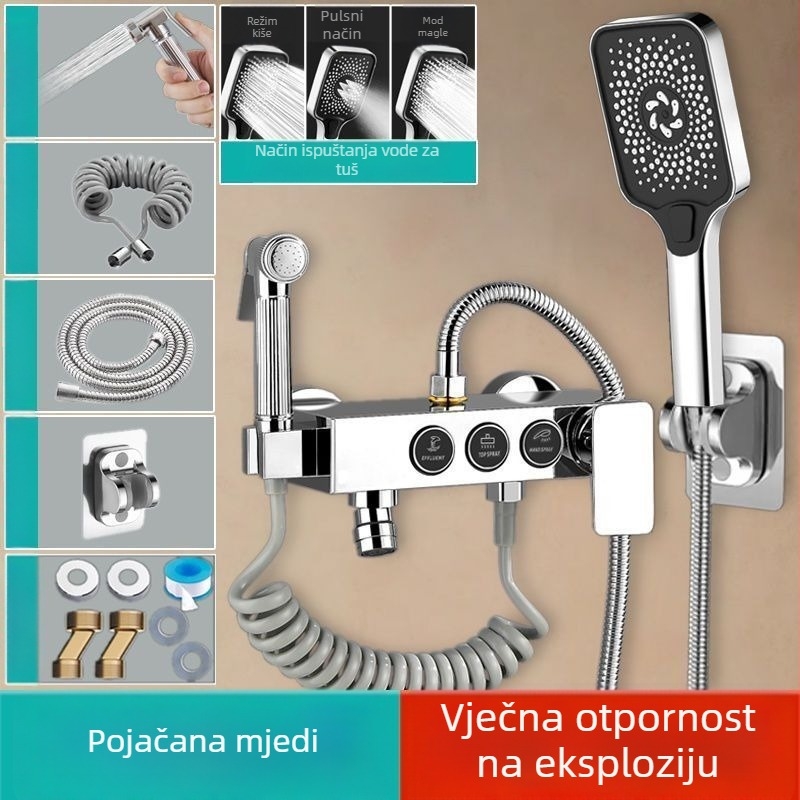 Gornja tuš glava s skrivenim miješanjem, od nehrđajućeg čelika 304, moderan stil, trodijelni set, injekcijsko lijevanje