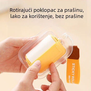 Prijenosni valjak za dlačice sa šnúrkom – za kućnu upotrebu, uklanja dlačice s odjeće i mačju dlaku, uključuje zamjenske ljepljive trake