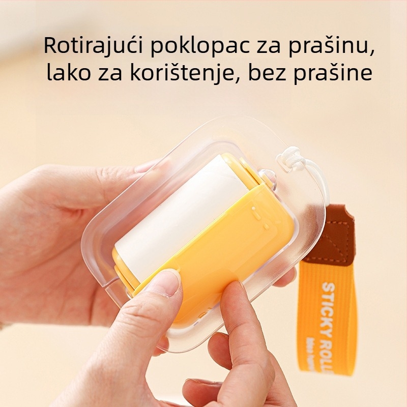 Prijenosni valjak za dlačice sa šnúrkom – za kućnu upotrebu, uklanja dlačice s odjeće i mačju dlaku, uključuje zamjenske ljepljive trake