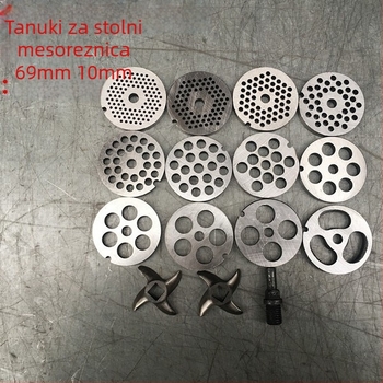 Stolni mljevač mesa s križnim nožem, nožem Turtle-Back, četverokraki osovinski, perforirana pločica, izlazna pločica mesa