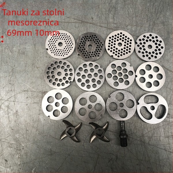 Stolni mljevač mesa s križnim nožem, nožem Turtle-Back, četverokraki osovinski, perforirana pločica, izlazna pločica mesa