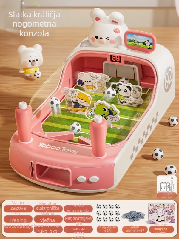 Dječji stolni nogomet, dvobojska igra za dva igrača, plastična konstrukcija, model 666-13, za uzrast 4–6 godina