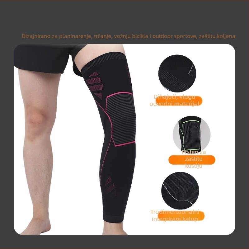 Unisex kompresijske koljeno zaštitne štitnike, prozračne i tople, dužni najlonski dizajn s spandex-lateksom, protuklizni, za trčanje, biciklizam i košarku, 8 sati nošenja