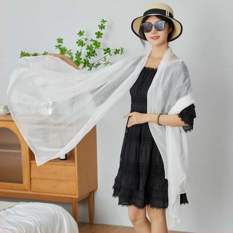 Šal od šifona za žene – warp-knit tkanina, satenski završetak, dekorativni šal za sve sezone, japansko-korejski sladak stil