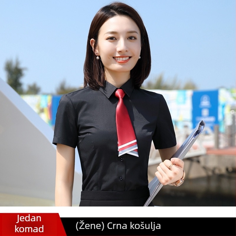 Košulja kratkih rukava od pamuka i poliestera, unisex, slim fit, rever ovratnik, kopčanje na jedan gumb, poslovna/urbana odjeća