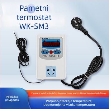 WK-SM3 Pametni termostat za digitalnu kontrolu temperature i vlage, sa utičnicom, elektroničkim senzorom i višezonskim senzorom – Yudian, 220V, za staklenike, uzgoj u akvakulturi i unutarnje mjerenje temperature